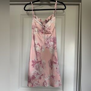 Forever 21 Pink Floral Satin Slip Dress